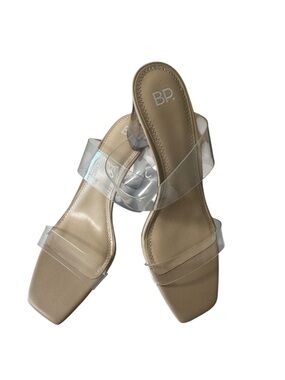 bp Clear Strap Nude Slide Sandals